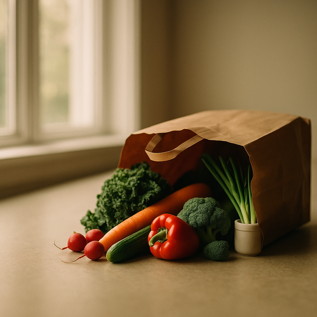 Flat illustration accompanying the article "What's actually changing in how America buys groceries"