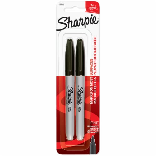 Sharpie® Permanent Markers, Fine Point, Black, 2 Count