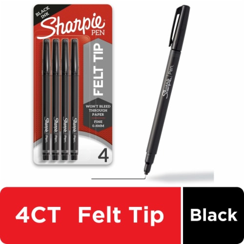 Sharpie Pens, Felt Tip Pens, Fine Point (0.4mm), Black, 4 Count