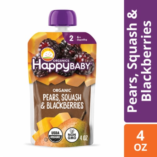 Happy Baby Clearly Crafted Stage 2 Pears Squash & Blackberries Pouch