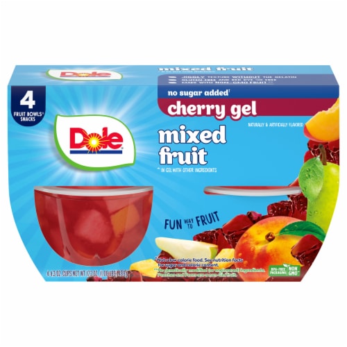 DOLE® Fruit Bowls® No Sugar Added Mixed Fruit in Cherry Flavored Gel Cups
