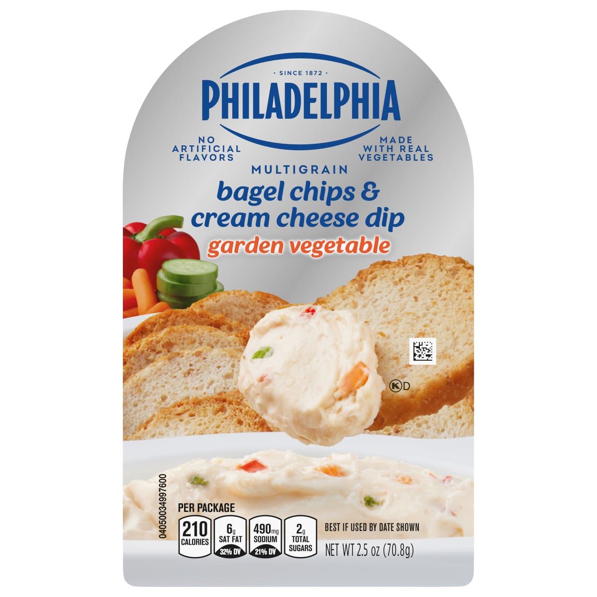 Multigrain Bagel Chips & Garden Vegetable Cream Cheese Dip Snack