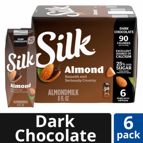 Silk Dark Chocolate Shelf Stable Dairy Free Vegan Almond Milk Half Pint