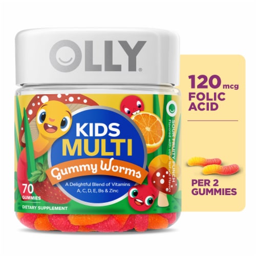OLLY Kids Multivitamin Fruit Punch Flavor Gummy Worms Supplement