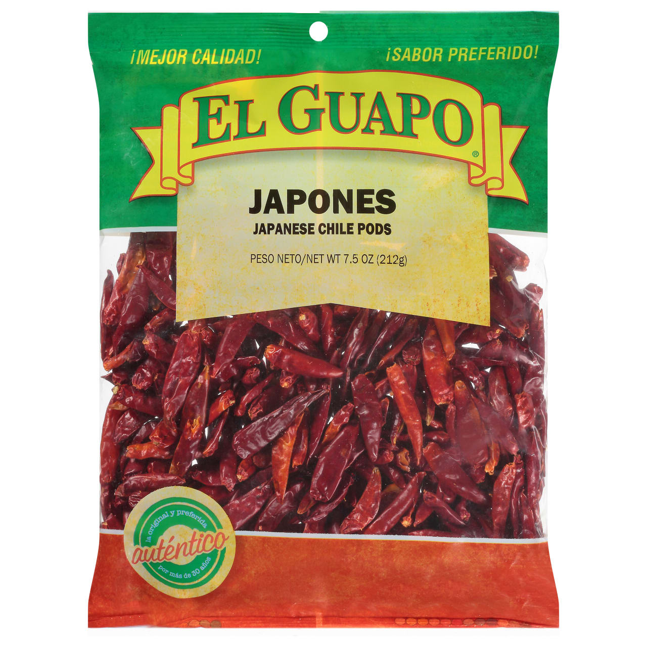 El Guapo Whole Japanese Chili Peppers (Chile Japones Entero), 7.5 oz