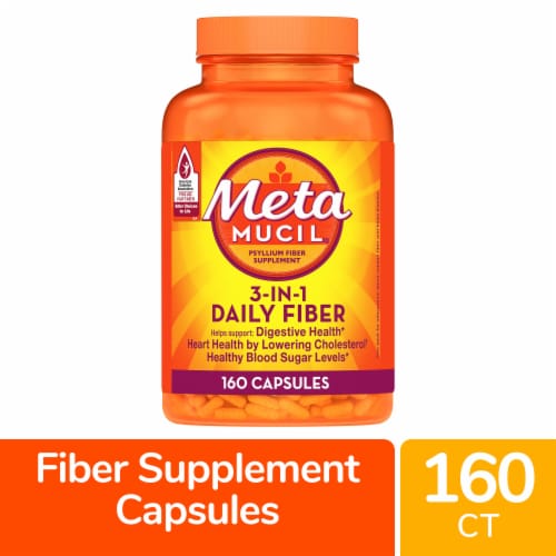 Metamucil 3-in-1 Psyllium Daily Fiber Supplement Capsules
