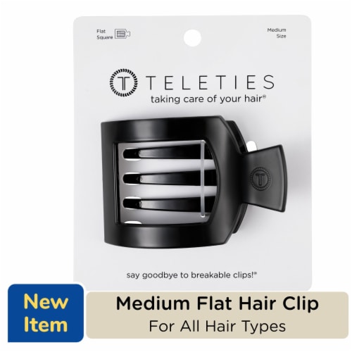 Teleties Medium Hair Clip - Flat Square Jet Black
