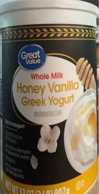 Great Value Honey Vanilla Whole Milk Greek Yogurt