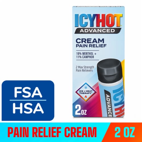Icy Hot Advanced Pain Relief Cream, Fast-Acting With Max Strength Menthol 16% and Camphor 11%