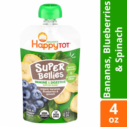 Happy Tot Organics Super Bellies Stage 4 Bananas Spinach & Blueberries Organic Toddler Food Pouch