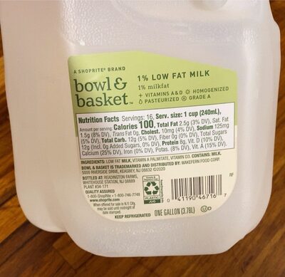 Bowl & Basket 1% (Low Fat) Milk,128 oz