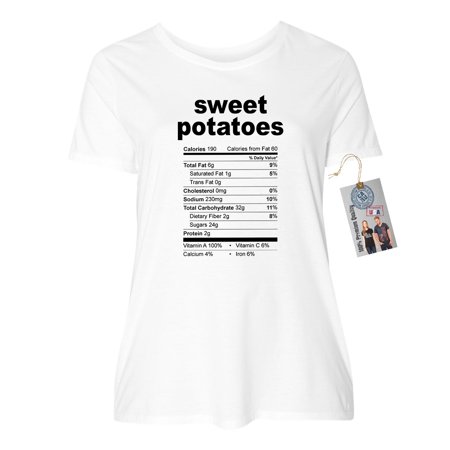 Sweet Potatoes Nutrional Facts Thanksgiving Plus Size Womens Short Sleeve Shirt