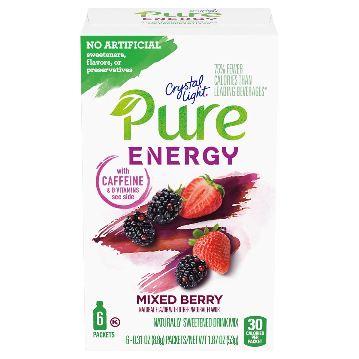 Mixed Berry Naturally Flavored Powdered Drink Mix with Caffeine