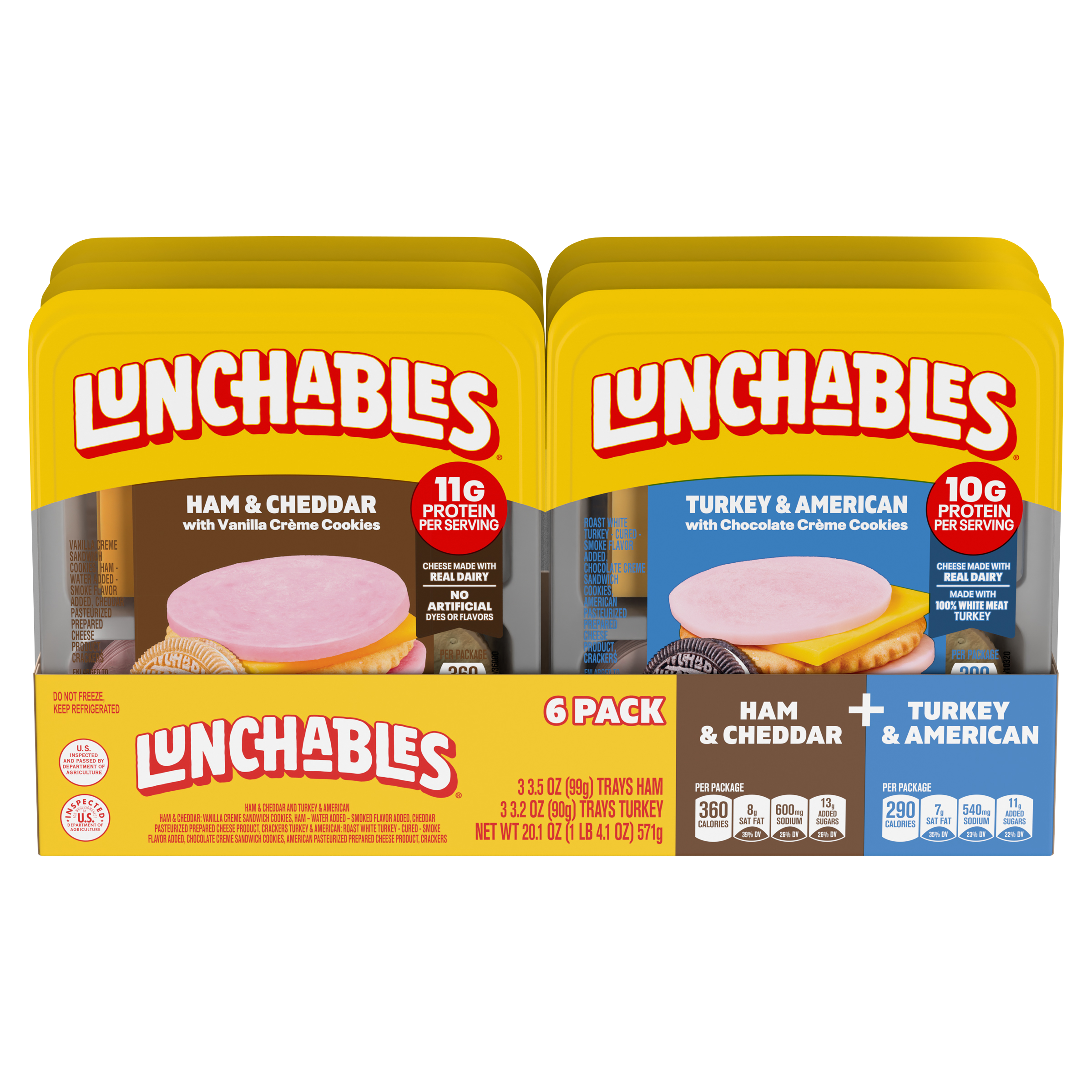 Ham & Cheddar with Vanilla Creme Cookies and Turkey & American with Chocolate Creme Cookies Variety Pack