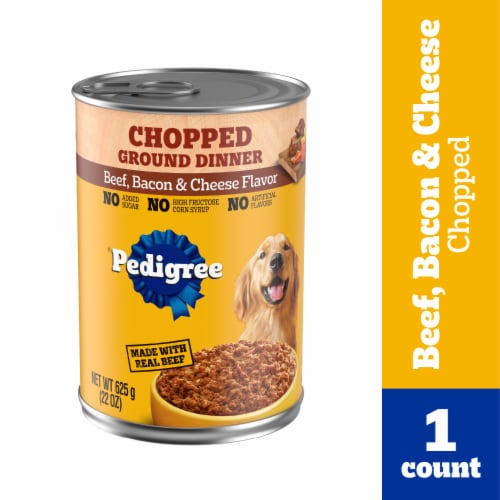 Pedigree Chopped Ground Dinner Adult Canned Soft Wet Dog Food Beef Bacon & Cheese