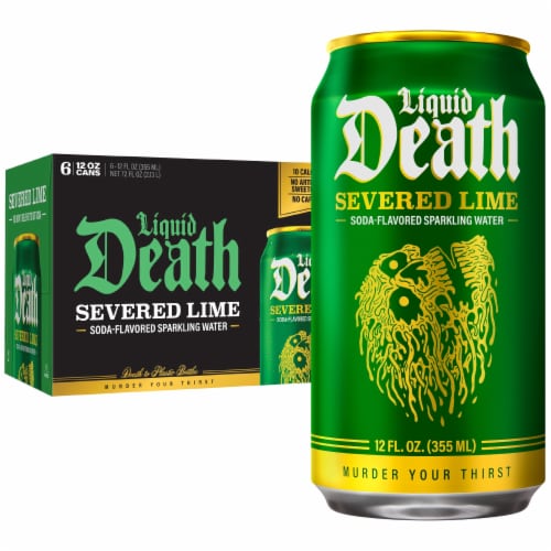 Liquid Death, Severed Lime, Soda-Flavored Sparkling Water, 6-Pack (12oz Cans)