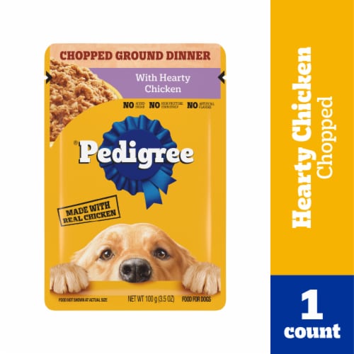 Pedigree Chopped Ground Dinner Adult Soft Wet Dog Food Pouch With Hearty Chicken