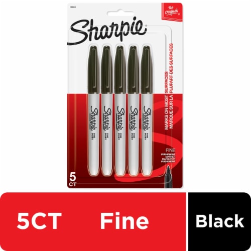Sharpie Permanent Markers, Fine Point, Black, 5 Count