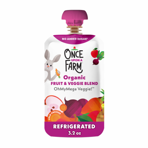 Once Upon a Farm OhMyMegaVeggie Apple, Carrot, Beet, Organic Kids Snack Pouch, 3.2oz