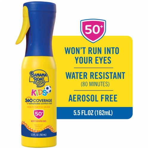 Banana Boat Kids 360 Coverage Sunscreen Mist SPF 50+ Refillable Non-Aerosol Dual Sprayer