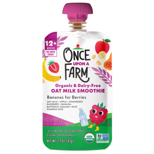 Once Upon A Farm™ Organic & Dairy Free Oat Milk Bananas for Berries Smoothie Pouch