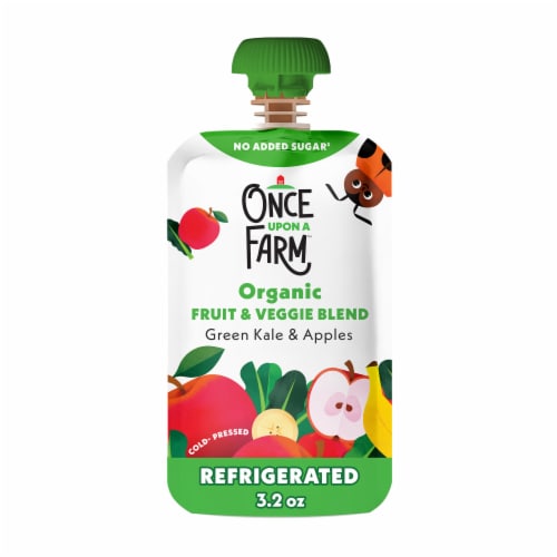 Once Upon a Farm Green Kale & Apples, Organic Kids Snack Pouch, 3.2oz