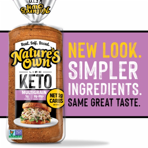 Nature's Own Life Keto Multigrain Bread, Net 1 Carb Non-GMO Sliced Multigrain Keto Bread, 16 oz Loaf