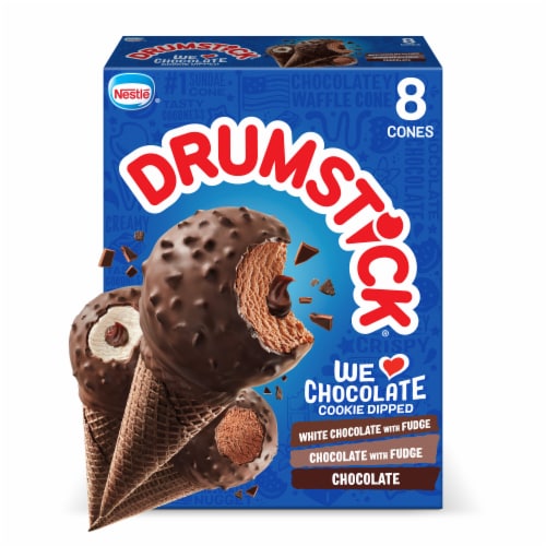 Drumstick We Love Chocolate Cookie Dipped Sundae Cones Variety Pack, 8 Count