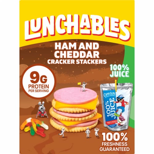 Lunchables Ham & Cheddar with Capri Sun 100% Juice Fruit Punch & Gummy Worms Fun Pack, & Package