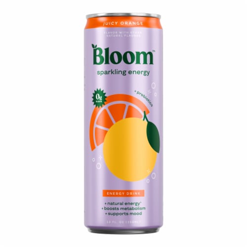 Bloom Juicy Orange + Prebiotics Sparkling Energy Drink Can