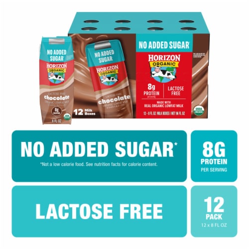 Horizon Organic Shelf Stable Lactose Free No Added Sugar 1% Lowfat Chocolate Milk Boxes