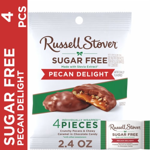 RUSSELL STOVER Sugar Free Pecan Delight Chocolate Candy, 2.4 oz Bag