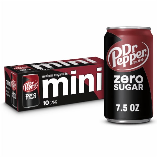 Dr Pepper Zero Sugar Soda, 7.5 Fl Oz Mini Cans, 10 Pack