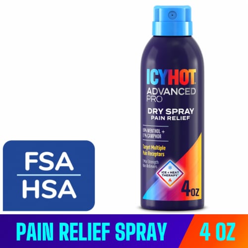 Icy Hot Advanced PRO Pain Relief Dry Spray, Quick-Drying Formula With Menthol 16% & Camphor 11%