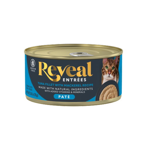 Reveal Entrees Pate Tuna Fillet With Mackerel Recipe in Broth Adult Wet Cat Food