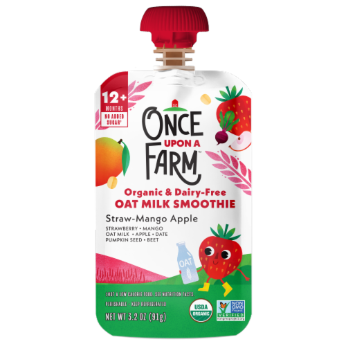 Once Upon A Farm™ Organic & Dairy-Free Oat Milk Smoothie Pouch - Straw-Mango Apple