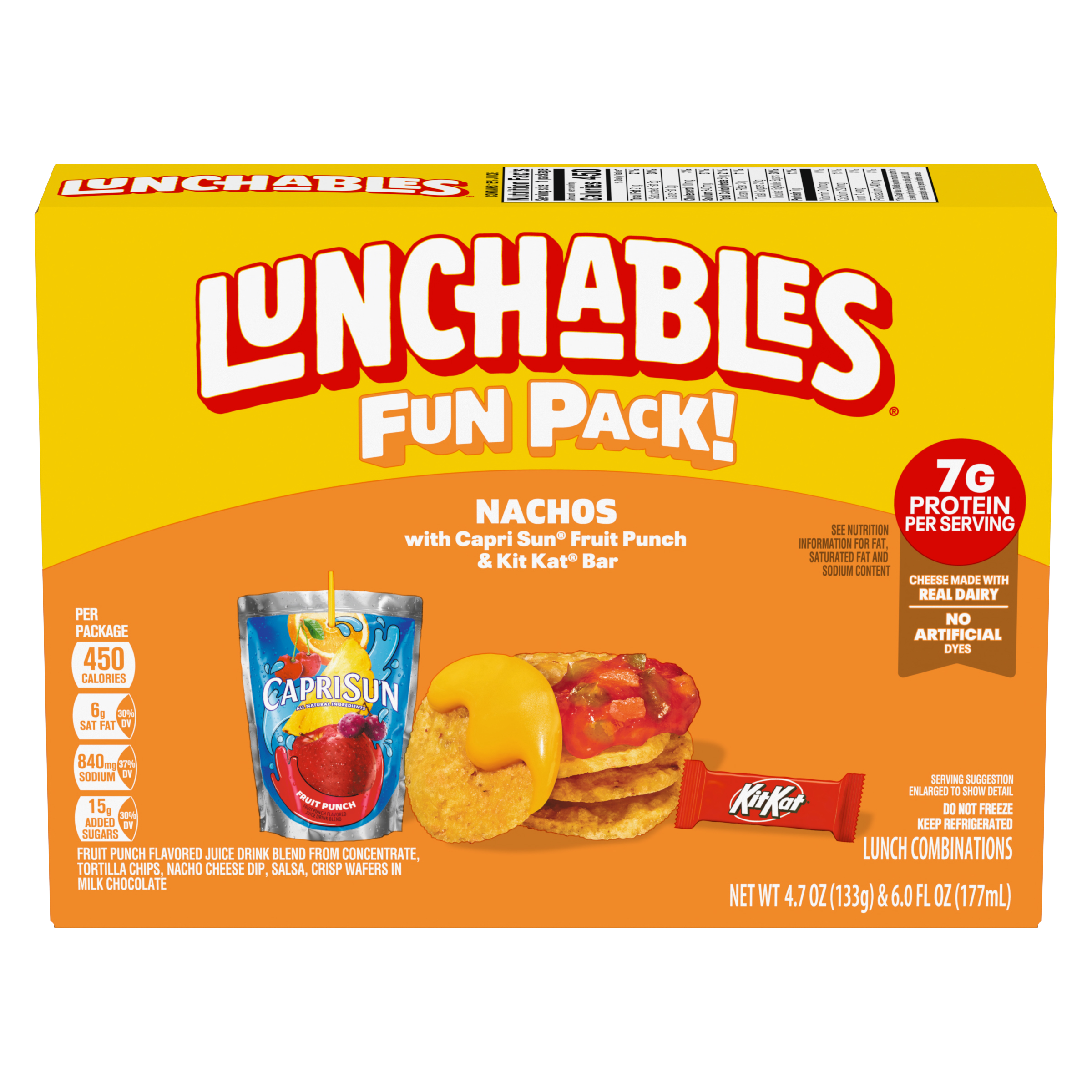 Nachos with Capri Sun Fruit Punch & Kit Kat Fun Pack