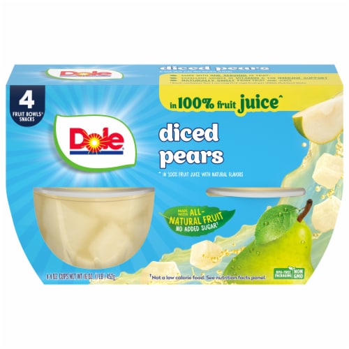 Dole® Fruit Bowls® Diced Pears In 100% Fruit Juice Cups