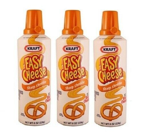 Kraft Easy Cheese Squeeze Can Sharp Cheddar Flavor 3 Bottle Pack