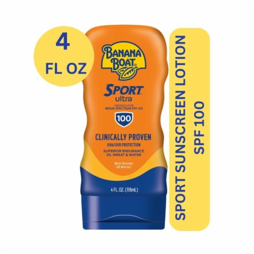 Banana Boat Sport Ultra Sunscreen Lotion SPF 100 Broad Spectrum Superior Endurance Vs Sweat + Water