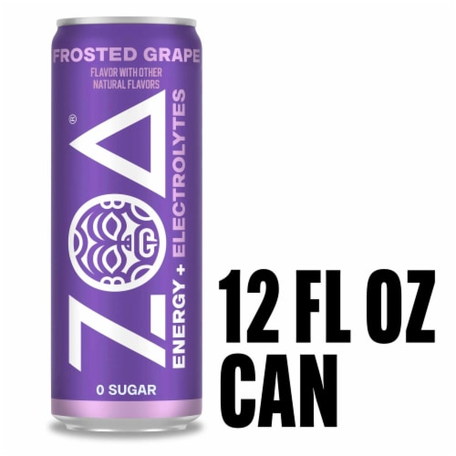 Zoa Frosted Grape Zero Sugar Energy Drink Soda