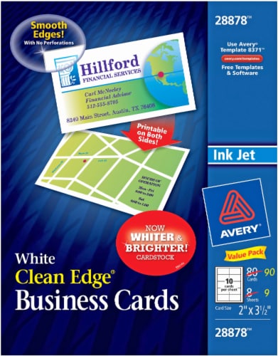 Avery Clean Edge Business Cards - 90 Pack - White