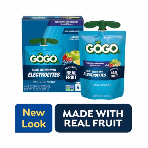 GoGo squeeZ® Active Blueberry Strawberry Lemon Fruit Blend with Electrolytes Pouches