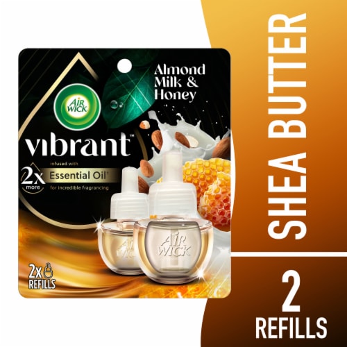 Air Wick Vibrant Scented Oil Refill, Plug In Air Freshener, Almond Milk and Honey, 2 refills