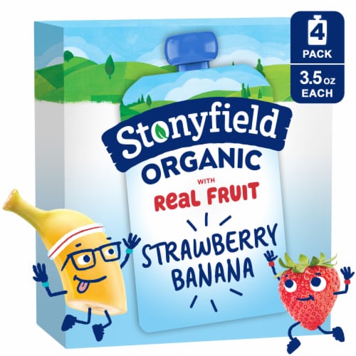 Stonyfield Organic Kids Reduced Fat Yogurt Pouches, Strawberry Banana