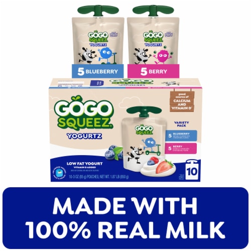 GoGo squeeZ yogurtZ Low Fat Blueberry and Berry Yogurt Snack Pouches