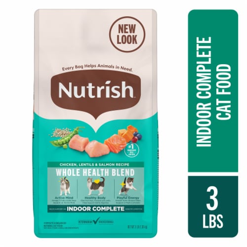Nutrish Indoor Complete Chicken, Lentils & Salmon Recipe Dry Cat Food, 3 lb. Bag (Rachael Ray)