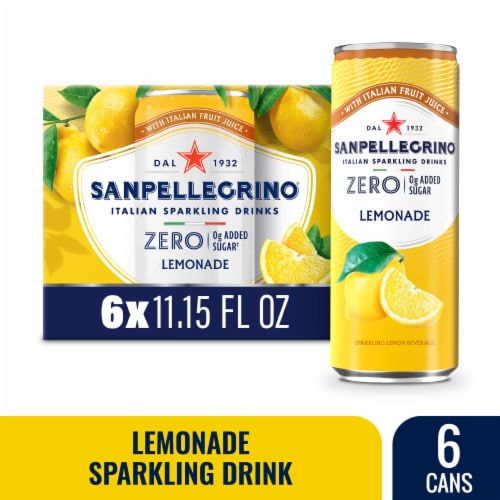Sanpellegrino Italian Sparkling Drink Zero Sugar Lemonade Beverage 6 Pack Cans