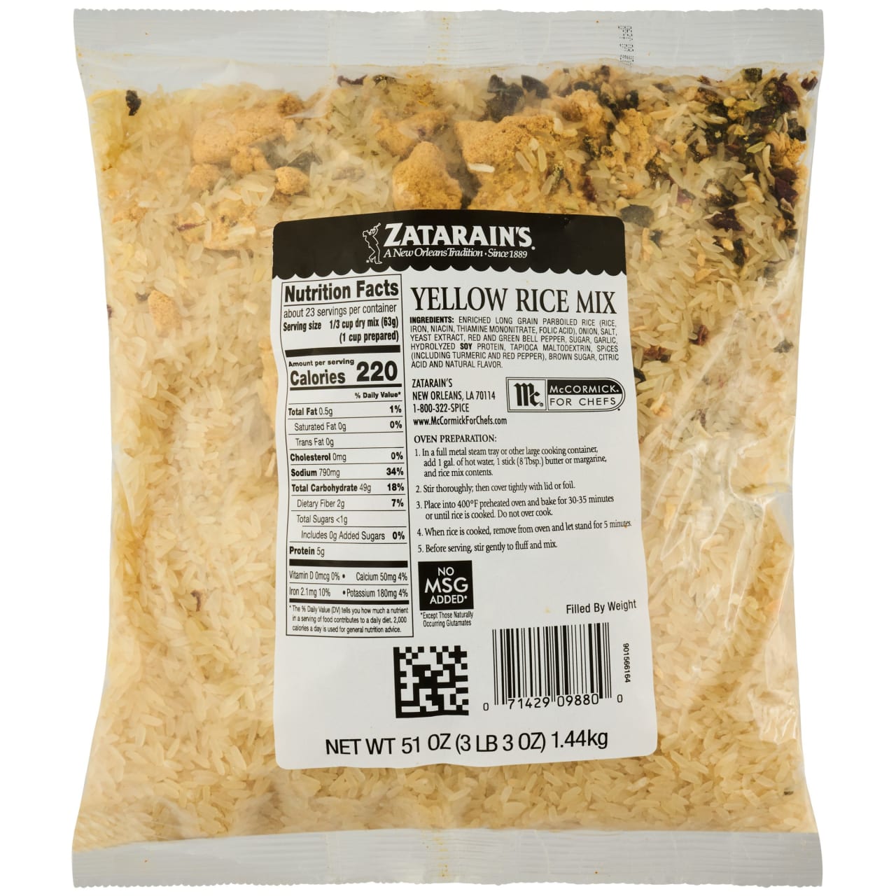 Zatarain's Yellow Rice Mix, 51.0 oz