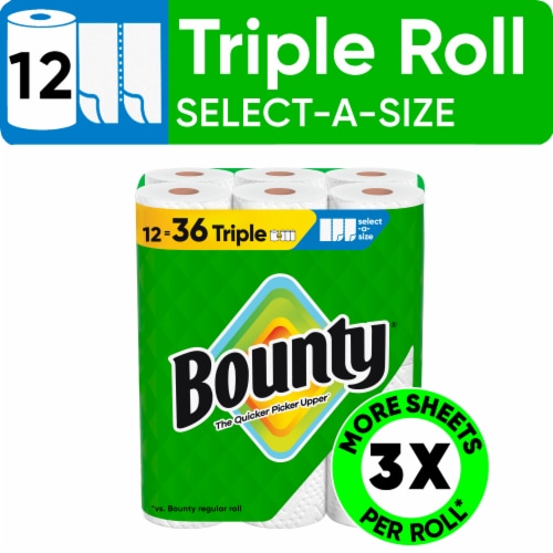 Bounty Paper Towels Select-A-Size White 12 Triple Rolls